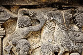 Prambanan - Ramayana reliefs of Shiva Temple. Detail of Scene 3: The royal rsi Vishvamitra receives visit from Dasharatha. 